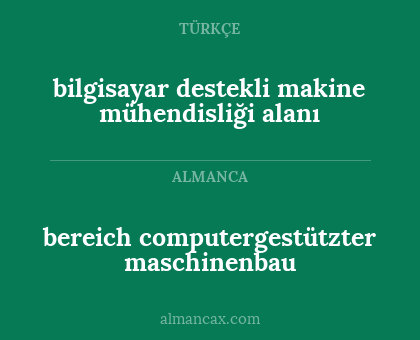 bereich computergestützter maschinenbau - bilgisayar destekli makine mühendisliği alanı