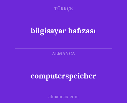 computerspeicher - bilgisayar hafızası