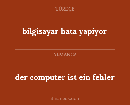 der computer ist ein fehler - bilgisayar hata yapiyor