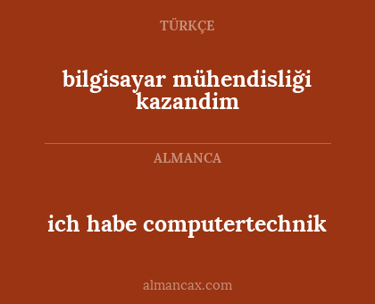 bilgisayar mühendisliği kazandim - ich habe computertechnik