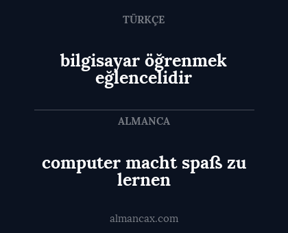bilgisayar öğrenmek eğlencelidir - computer macht spaß zu lernen