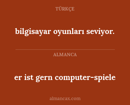 er ist gern computer-spiele - bilgisayar oyunları seviyor.