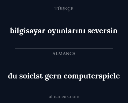 bilgisayar oyunlarını seversin - du soielst gern computerspiele