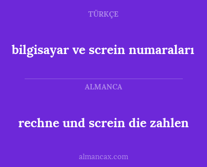 bilgisayar ve screin numaraları - rechne und screin die zahlen