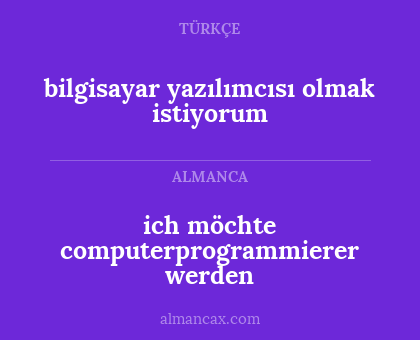 bilgisayar yazılımcısı olmak istiyorum - ich möchte computerprogrammierer werden