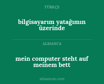 bilgisayarım yatağımın üzerinde - mein computer steht auf meinem bett