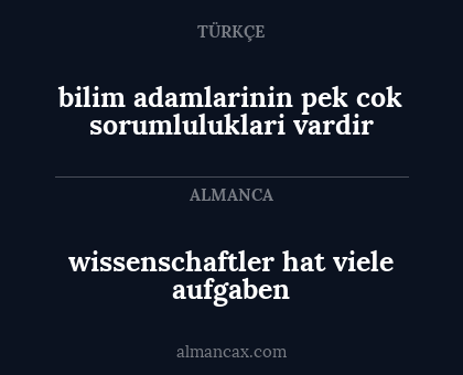 bilim adamlarinin pek cok sorumluluklari vardir - wissenschaftler hat viele aufgaben