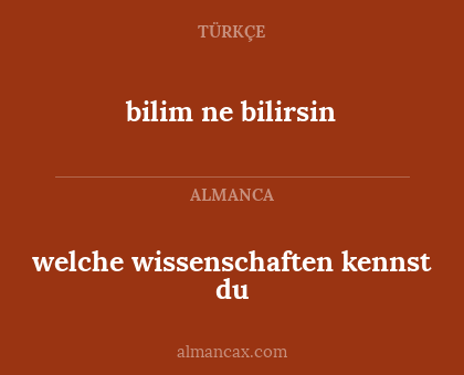 bilim ne bilirsin - welche wissenschaften kennst du