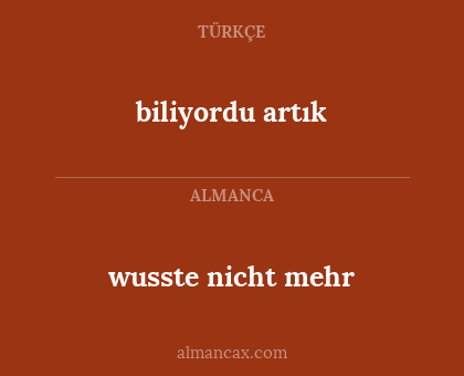 biliyordu artık - wusste nicht mehr