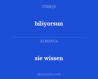 sie wissen - biliyorsun