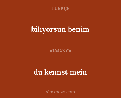 du kennst mein - biliyorsun benim