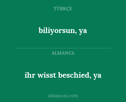 ihr wisst beschied, ya - biliyorsun, ya