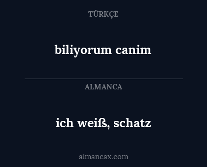 biliyorum canim - ich weiß, schatz