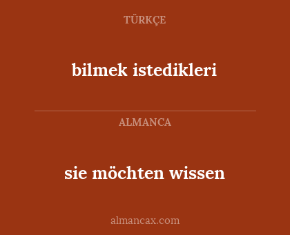 sie möchten wissen - bilmek istedikleri
