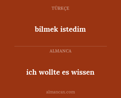 ich wollte es wissen - bilmek istedim