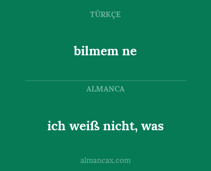 bilmem ne - ich weiß nicht, was