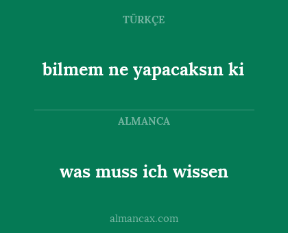 was muss ich wissen - bilmem ne yapacaksın ki