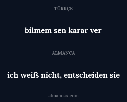 bilmem sen karar ver - ich weiß nicht, entscheiden sie