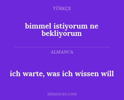 ich warte, was ich wissen will - bimmel istiyorum ne bekliyorum
