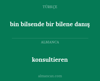 konsultieren - bin bilsende bir bilene danış