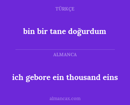 bin bir tane doğurdum - ich gebore ein thousand eins