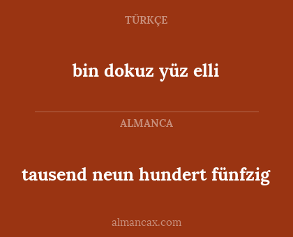 tausend neun hundert fünfzig - bin dokuz yüz elli