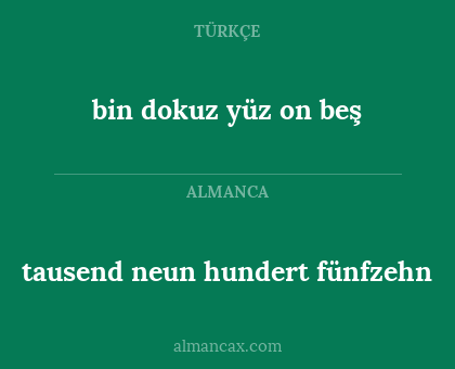 bin dokuz yüz on beş - tausend neun hundert fünfzehn