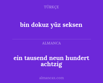 bin dokuz yüz seksen - ein tausend neun hundert achtzig