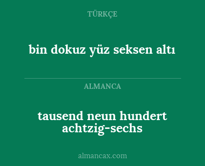 tausend neun hundert achtzig-sechs - bin dokuz yüz seksen altı