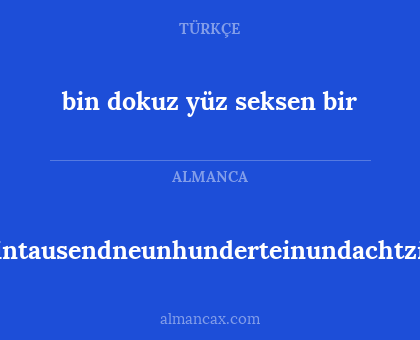 eintausendneunhunderteinundachtzig - bin dokuz yüz seksen bir