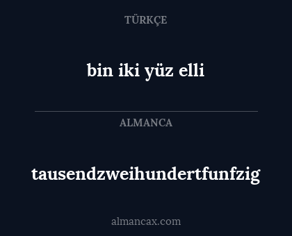bin iki yüz elli - tausendzweihundertfunfzig