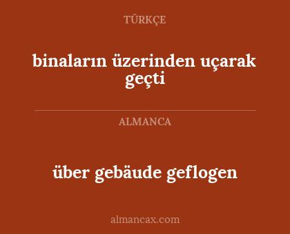 über gebäude geflogen - binaların üzerinden uçarak geçti