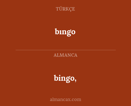 bingo, - bıngo