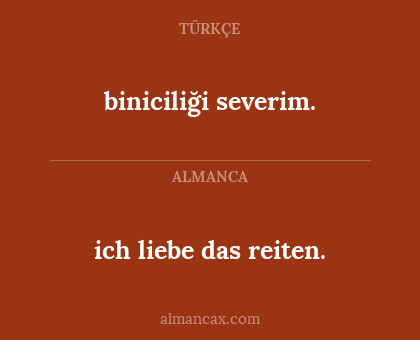 biniciliği severim. - ich liebe das reiten.