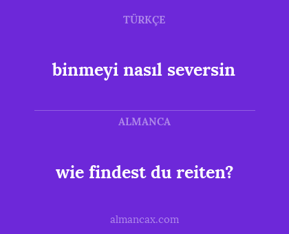 binmeyi nasıl seversin - wie findest du reiten?