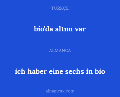 bio'da altım var - ich haber eine sechs in bio
