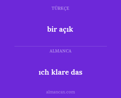 bir açık - ıch klare das