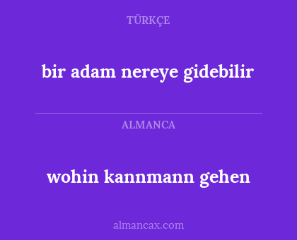 bir adam nereye gidebilir - wohin kannmann gehen
