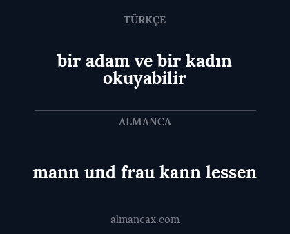 bir adam ve bir kadın okuyabilir - mann und frau kann lessen