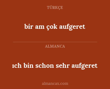 bir am çok aufgeret - ıch bin schon sehr aufgeret