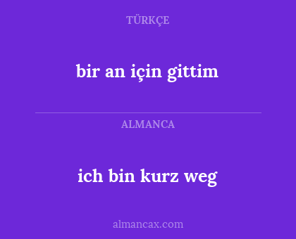 bir an için gittim - ich bin kurz weg