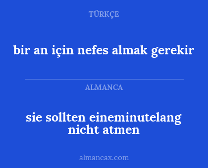 sie sollten eineminutelang nicht atmen - bir an için nefes almak gerekir