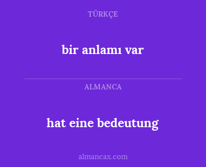 bir anlamı var - hat eine bedeutung