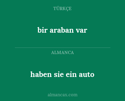 bir araban var - haben sie ein auto