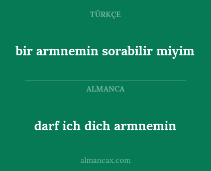 bir armnemin sorabilir miyim - darf ich dich armnemin