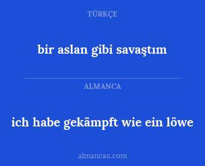 ich habe gekämpft wie ein löwe - bir aslan gibi savaştım