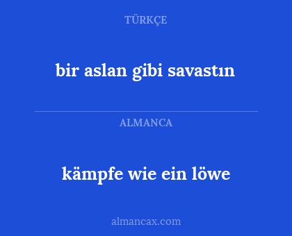 bir aslan gibi savastın - kämpfe wie ein löwe