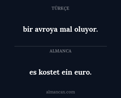 es kostet ein euro. - bir avroya mal oluyor.