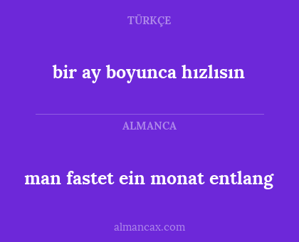 bir ay boyunca hızlısın - man fastet ein monat entlang