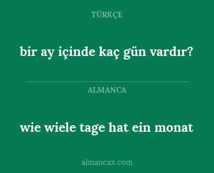 bir ay içinde kaç gün vardır? - wie wiele tage hat ein monat